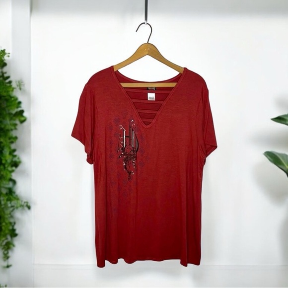 Harley Davidson Whiskey Row Prescott Arizona Modern Graphic V Neck T Shirt - Picture 1 of 9